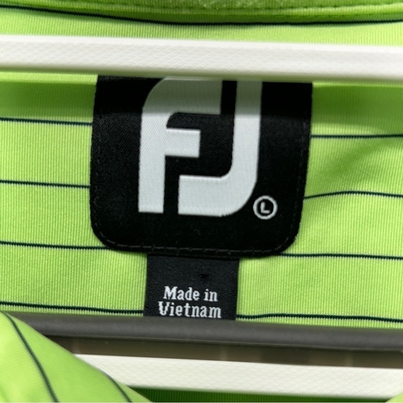 Footjoy Men's Green & Black Striped Short Sleeve Golf Polo Shirt Size Large - Picture 3 of 7